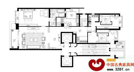 190平米-戶型圖裝修效果圖
