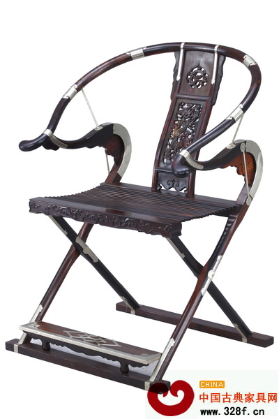 魯班木藝——雕麒麟鑲銅交椅(老撾大紅酸枝)