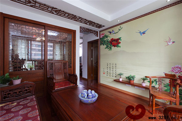 中式風(fēng)格客廳裝飾畫效果圖