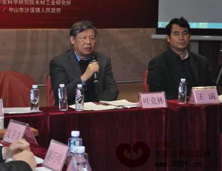 中國(guó)林科院木材工業(yè)研究所所長(zhǎng)、中國(guó)林產(chǎn)工業(yè)協(xié)會(huì)紅木分會(huì)顧問(wèn)葉克林做會(huì)議總結(jié)