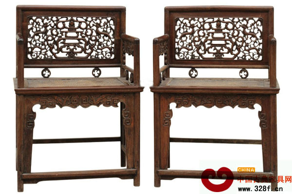 清 黃花梨玫瑰椅一對