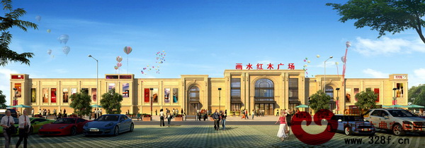 畫(huà)水紅木廣場(chǎng)全景設(shè)計(jì)效果圖