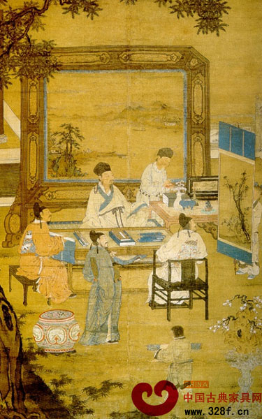 宋代《十八學(xué)士圖》矮靠背的玫瑰椅