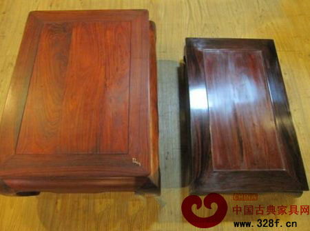 左邊為打蠟家具 右邊為上漆家具