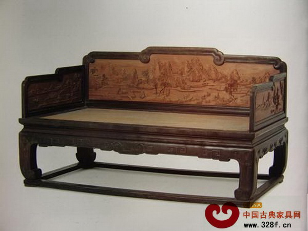 清早期紫檀嵌金絲楠屏風(fēng)床