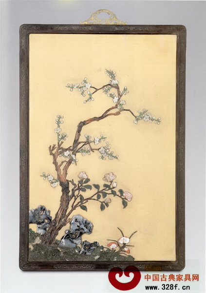 紫檀百寶嵌梅花圖掛屏