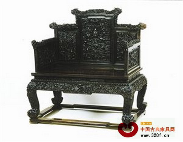 清 紫檀木云龍紋寶座