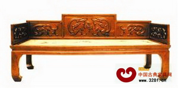 清 櫸木三屏風(fēng)攢邊圍子羅漢床