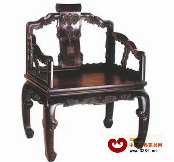 清 紫檀木卷書搭腦扶手椅