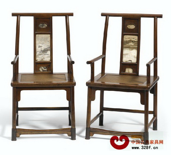 黃花梨大理石官帽椅