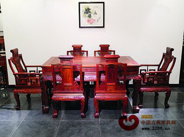 紅酸枝五福如意餐臺(tái)