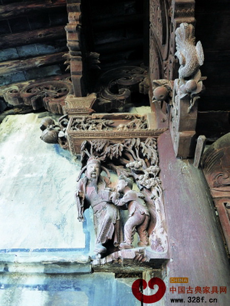 浙江東陽史家莊花廳的木雕人物