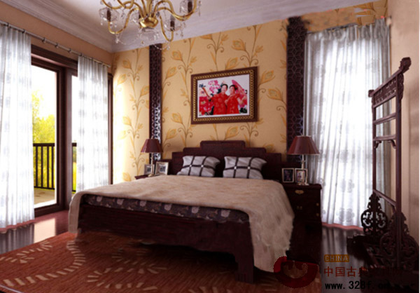 御典紅木臥室裝修效果圖