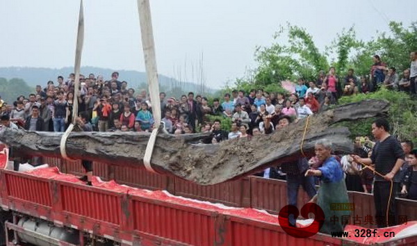 當?shù)卣块T組織專業(yè)人員和機械在現(xiàn)場對烏木進行開挖、起吊