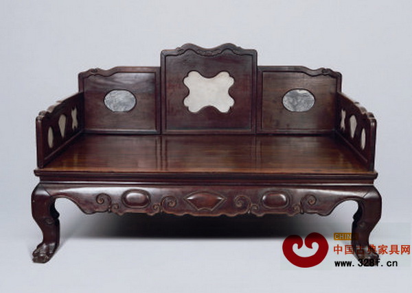 清晚期 紅木嵌理石面圍子羅漢床 188×116cm