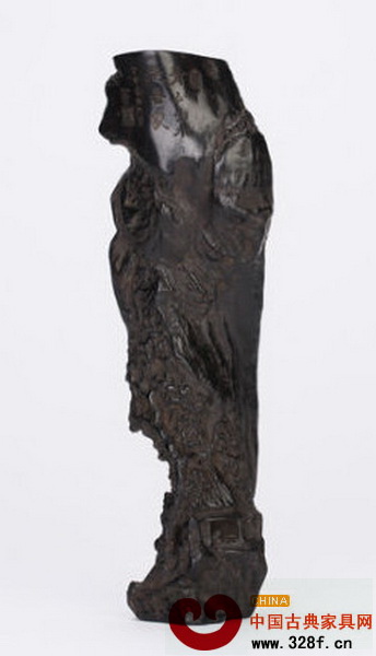 清早期 烏木山水人物隨形臂擱 L:22cm