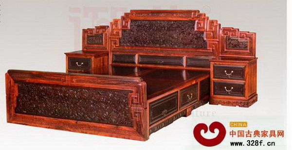 御典紅木--交趾黃檀高低床