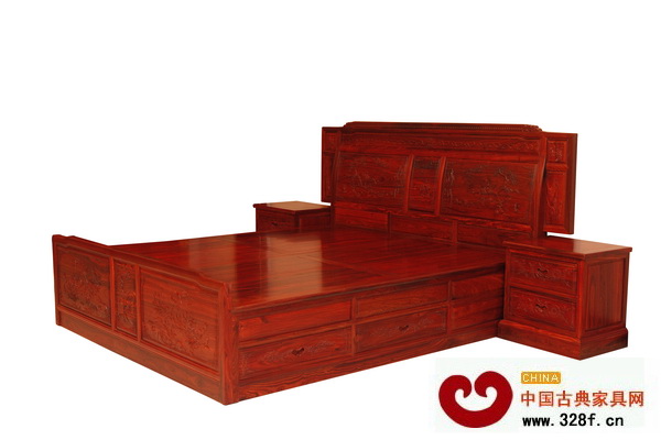 木緣紅木——小葉紅檀1.8米松鶴大床