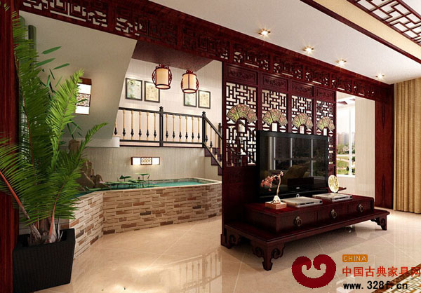 二層別墅客廳電視背景墻設計效果圖