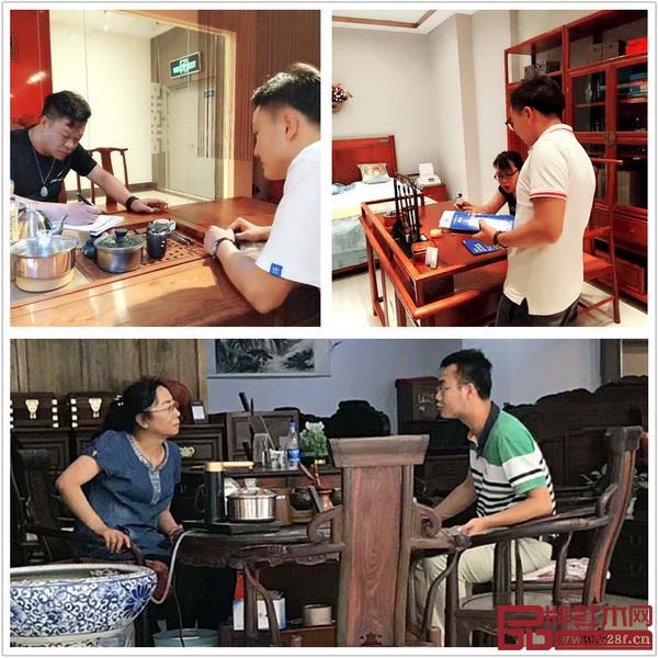 組委會(huì)團(tuán)隊(duì)干事與全國(guó)客商面對(duì)面接觸，介紹2018中國(guó)（中山）新中式紅木家具展