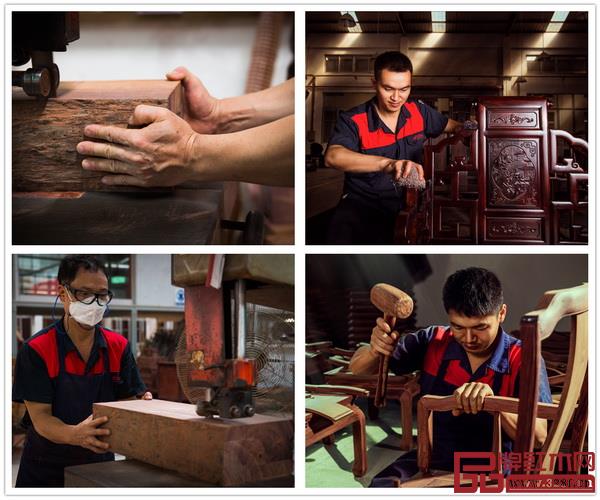 永華紅木嚴(yán)謹(jǐn)?shù)墓に囍谱髁鞒?、高要求的檢驗標(biāo)準(zhǔn)嚴(yán)控公司產(chǎn)品質(zhì)量，打造出集古、雅、精、麗于一身的紅木精品