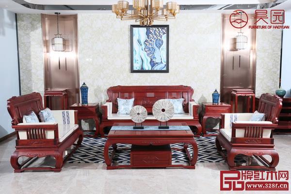 昊園家具獲獎作品《紹氏紫檀·憶江南沙發(fā)》