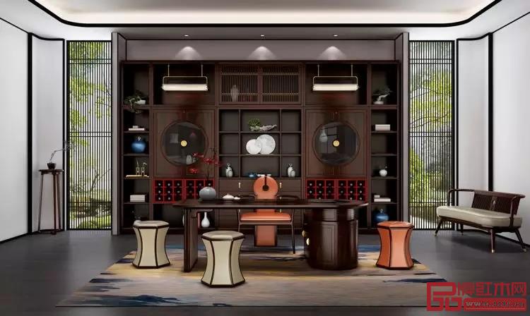 華行紅木·闊葉黃檀現(xiàn)代中式《錦時(shí)》系列家具