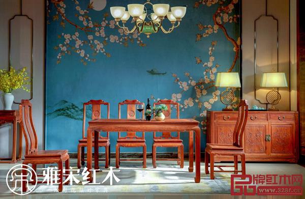 雅宋紅木：明月方形餐臺