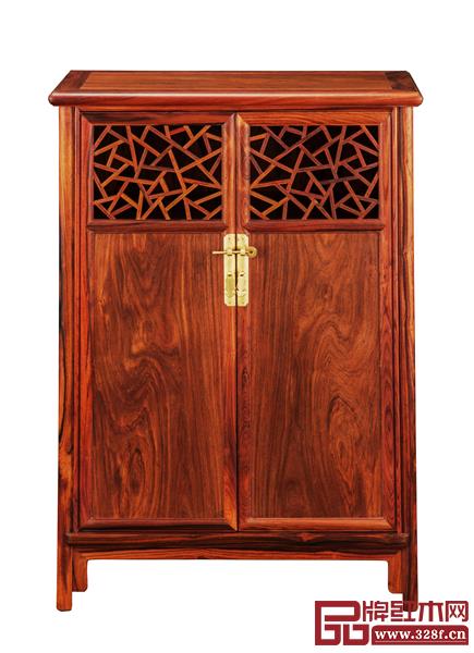 南枝紅《紅酸枝·冰綻紋大小頭圓角柜》