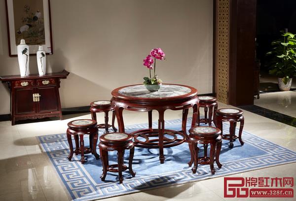 中山國(guó)方家居有限公司 名稱：《116大理石面大紅酸枝圓臺(tái)》