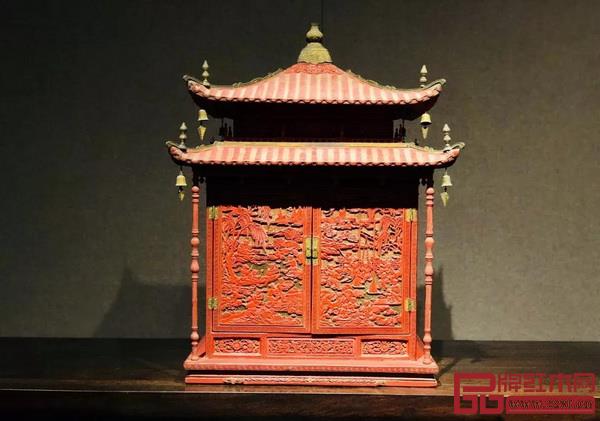 剔紅百子圖亭式格 剔紅百子圖亭式格