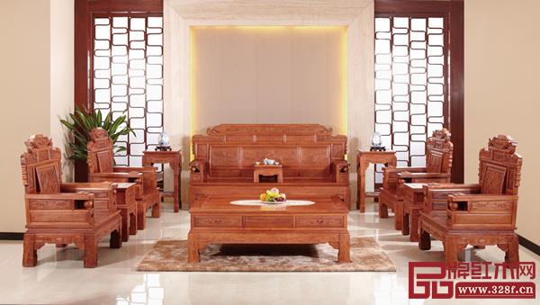 名典紅木緬甸花梨《卷書沙發(fā)》