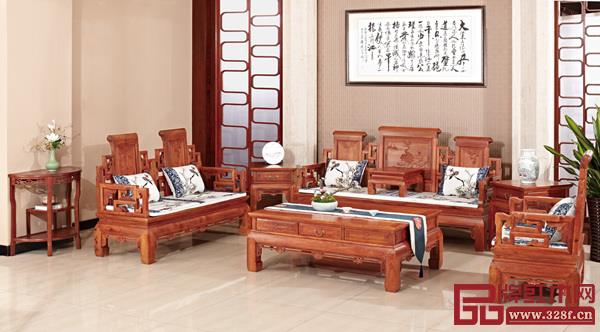 名典紅木緬甸花梨《卷書沙發(fā)》