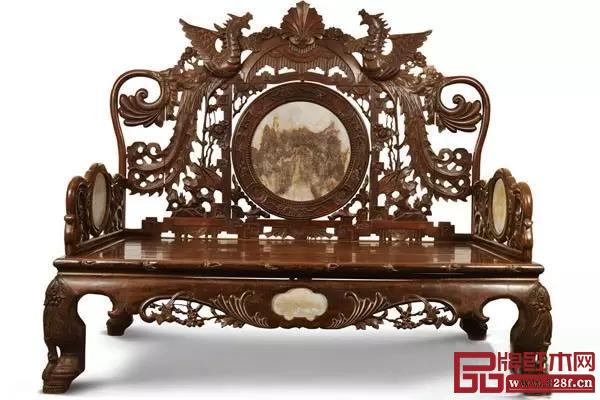 民國 紅木雕花羅漢床 民國 紅木雕花羅漢床