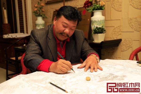 明清居紅木董事長金彪云設(shè)計手繪古建工程圖紙