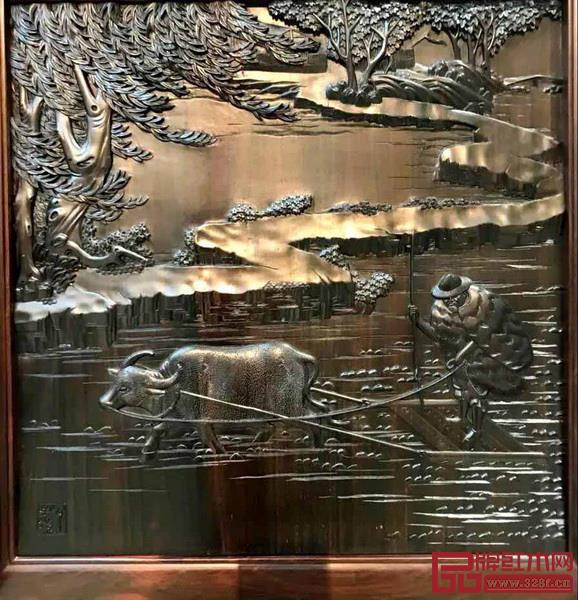 《中華耕織世紀大柜》耕作圖中的“耗耨”畫面 《中華耕織世紀大柜》耕作圖中的“耗耨”畫面