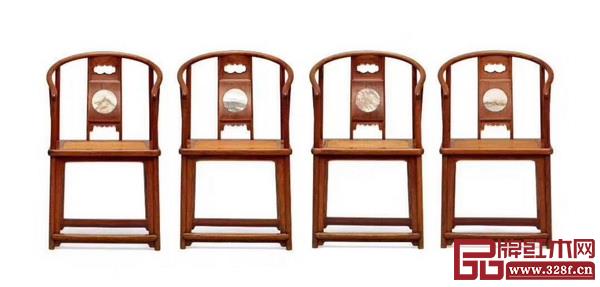 清早期黃花梨鑲大理石圈椅 清早期黃花梨鑲大理石圈椅