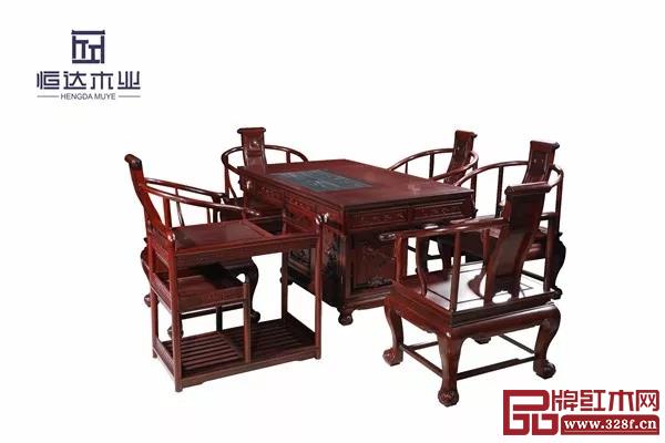 恒達木業(yè)：柬埔寨黑酸枝清沁齋1號茶桌