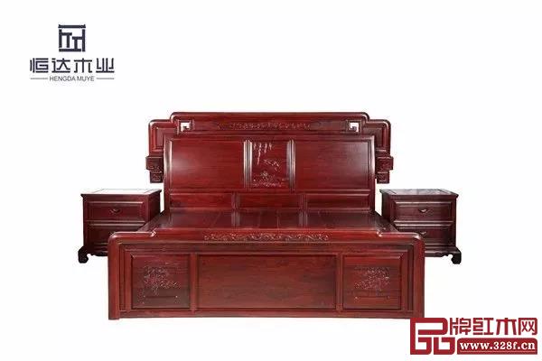 恒達(dá)木業(yè):柬埔寨黑酸枝國(guó)色天香B大床 恒達(dá)木業(yè):柬埔寨黑酸枝國(guó)色天香B大床