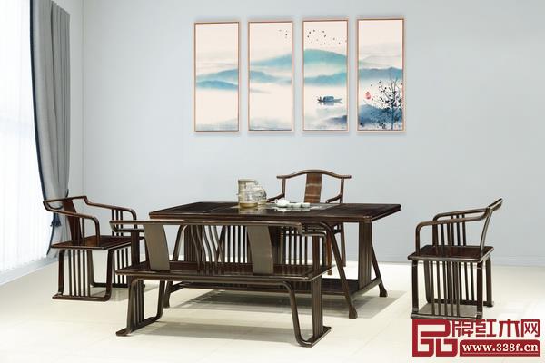 林木軒柬埔寨黑酸枝——《雅韻茶臺6件套》 林木軒柬埔寨黑酸枝——《雅韻茶臺6件套》