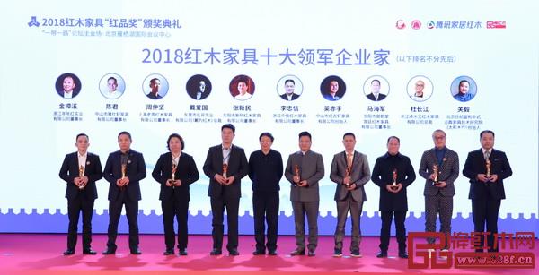 全國工商聯(lián)第十一屆執(zhí)委宋建文(左五)為“2018紅木家具十大領(lǐng)軍企業(yè)家”獲獎?wù)叽鳛榧t木總裁戴愛國(左三)頒獎 全國工商聯(lián)第十一屆執(zhí)委宋建文(左五)為“2018紅木家具十大領(lǐng)軍企業(yè)家”獲獎?wù)叽鳛榧t木總裁戴愛國(左三)頒獎