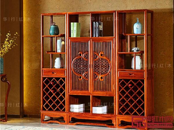 華行紅木 巴花云窗觀景酒柜 華行紅木 巴花云窗觀景酒柜
