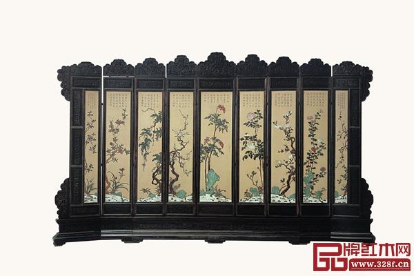 紫檀百寶嵌大圍屏 紫檀百寶嵌大圍屏