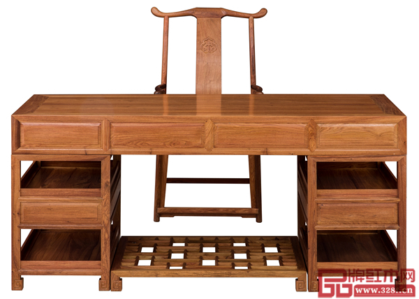 南枝紅《緬甸花梨1.8米素面辦公桌二件套》 南枝紅《緬甸花梨1.8米素面辦公桌二件套》