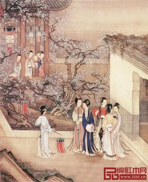 清 陳枚《月下賞梅》 泰和園“當代君子”椅情 清 陳枚《月下賞梅》 泰和園“當代君子”椅情