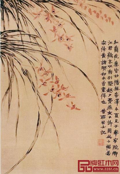 清 金農《紅蘭花圖》 泰和園“當代君子”椅情 清 金農《紅蘭花圖》 泰和園“當代君子”椅情