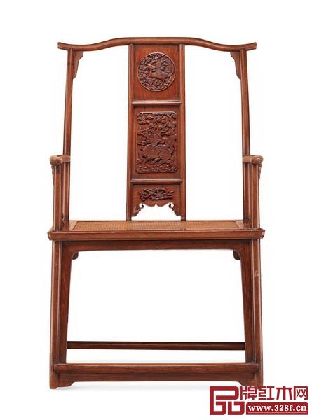 明末清初 黃花梨麒麟引鳳紋四出頭官帽椅 明末清初 黃花梨麒麟引鳳紋四出頭官帽椅