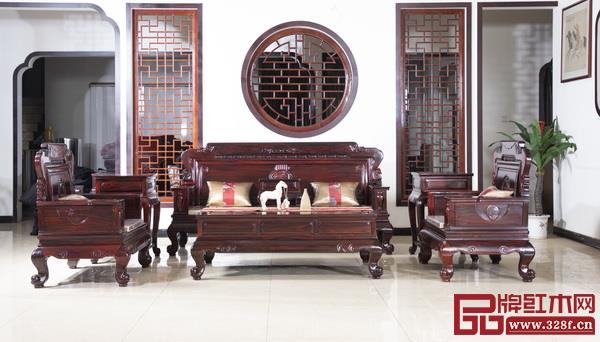 盤谷紅木闊葉黃檀《丹鳳朝陽》沙發(fā)