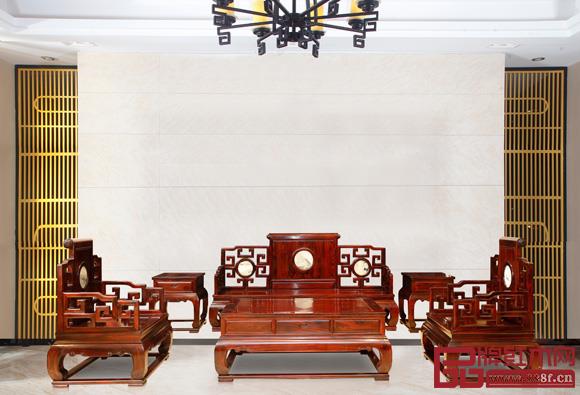 方興紅木《鑲云石卷書(shū)沙發(fā)》 方興紅木《鑲云石卷書(shū)沙發(fā)》