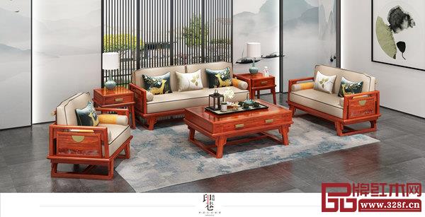 印巷森刻刺猬紫檀新中式《喜上梅梢》漢風(fēng)沙發(fā) 印巷森刻刺猬紫檀新中式《喜上梅梢》漢風(fēng)沙發(fā)